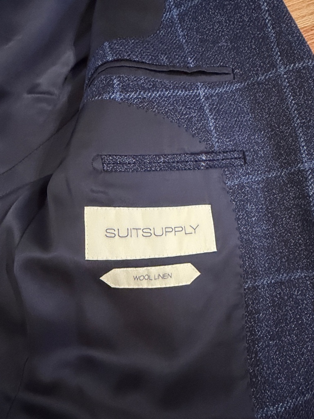Suitsupply Navy Windowpane wool linen like new suit 38R - Picture 2 of 5